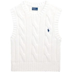 Polo Ralph Lauren Cable-Knit Cotton Cropped Vest, Hvid